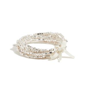 NWOT J.Crew Silver Beaded Bracelet Set